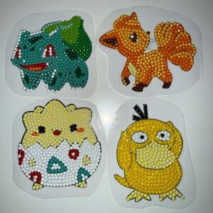 Pick 2 Pokémon Diamond Art Sticker Variety 5D Bulbasaur, Vulpix, Togepi, Psyduck